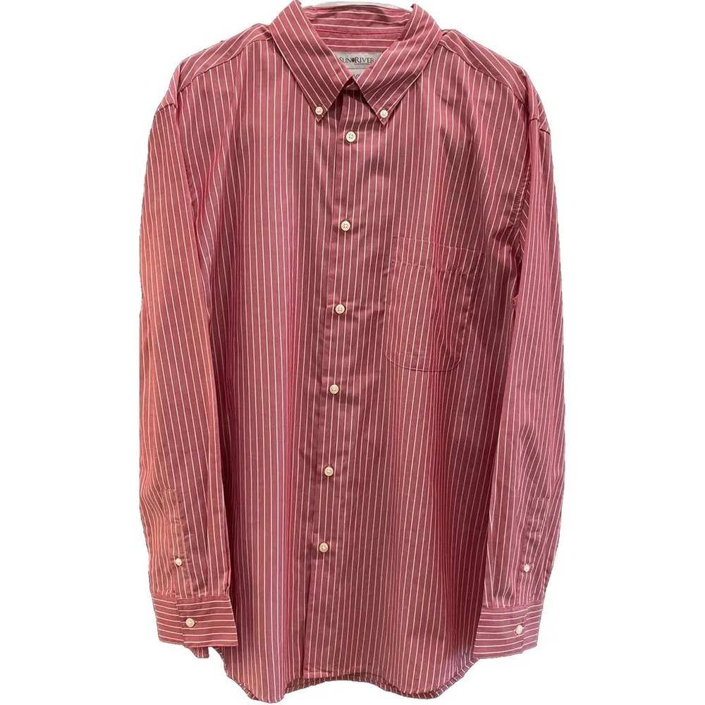 NWOT XL Sun River Men's Long Sleeve Button‎ Up Shirt | Red Stripe